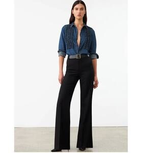SOLD! otan 4 Effy $650 Virgin Wool Pants High Rise Flare Leg Trousers Black NWT!